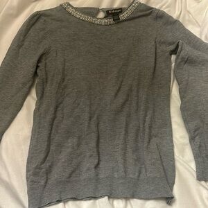 Women’s Gray Sweater Sz L Large Seqins Crystal design